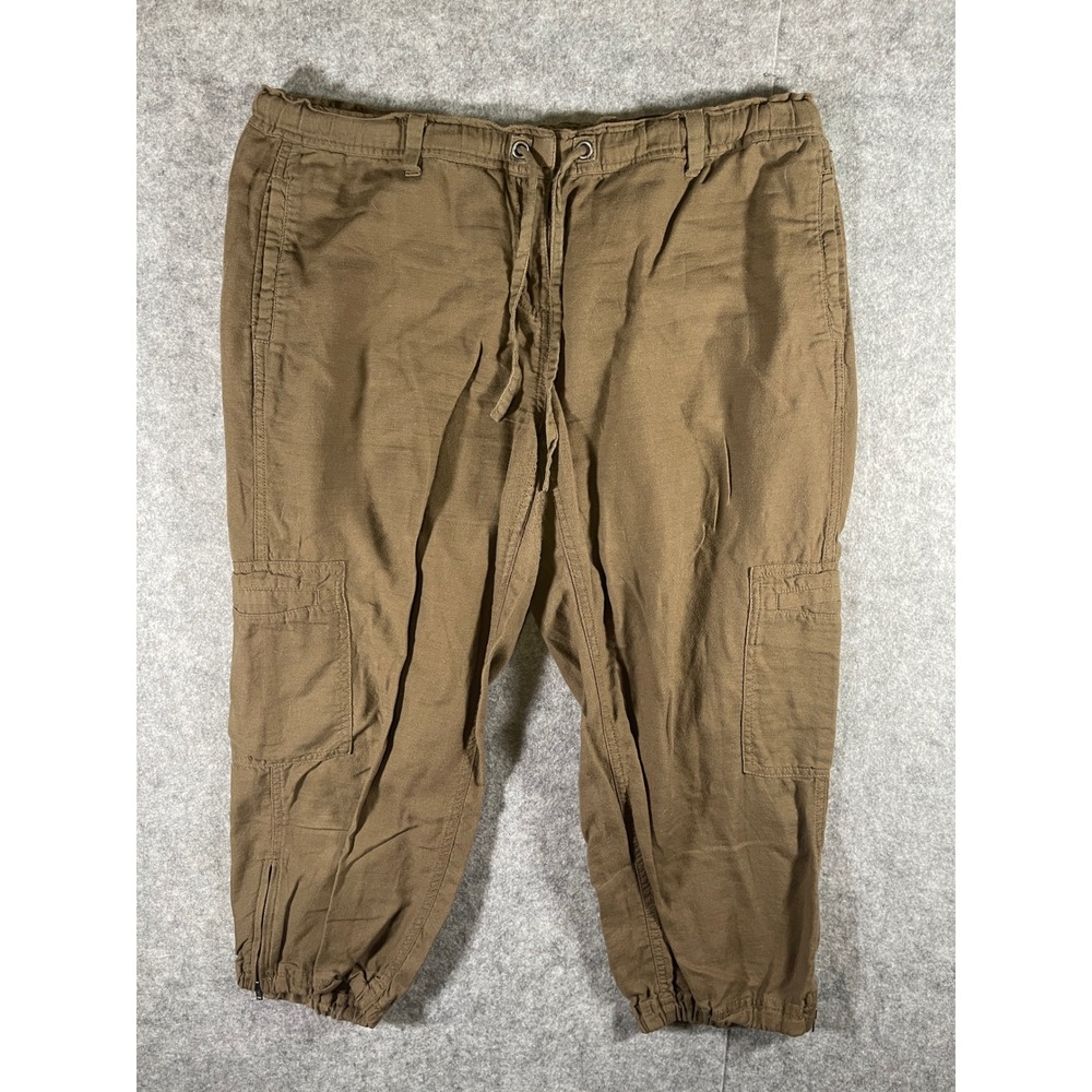 Eileen Fisher Petite Brown Organic Cotton Cargo Pants Zipper Cuff PL